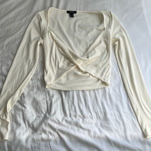 Pearl white deep V-neck long sleeve from Forver21